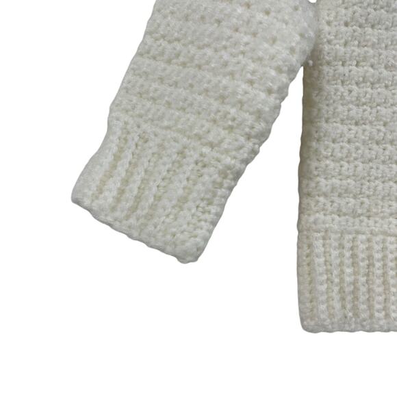 Vintage Handmade Cream Button Front Knit Cardigan Infant 0-3 Months? - Picture 3 of 4